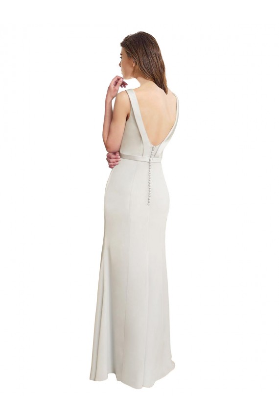 Soft Chiffon & Satin Mermaid Long Sleeveless V-Back Bridesmaid Dress Sheffield
