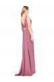 Soft Chiffon Sheath Long Sleeveless Low Back Prom Dress / Bridesmaid Dress Sheffield