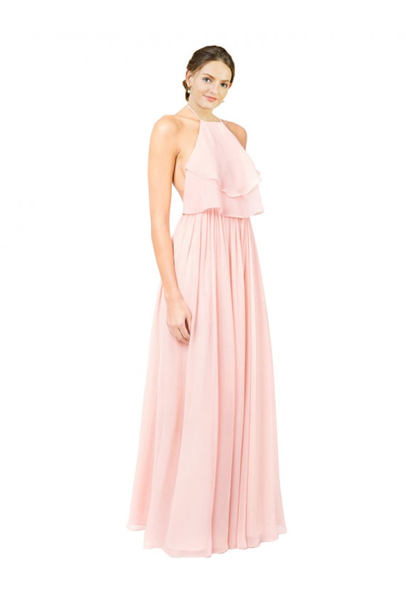 Soft Chiffon Long Sleeveless Open Back Formal Dress / Bridesmaid Dress Sheffield