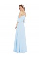 Soft Chiffon A-Line Long Cold Shoulder Light Sky Blue Bridesmaid Dresses Sheffield