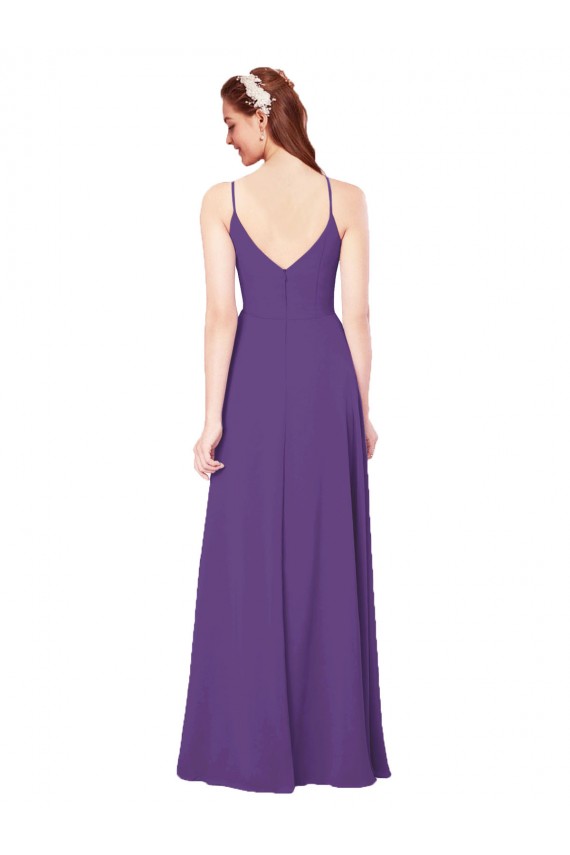 Soft Chiffon Sheath Long Sleeveless Plum Purple Bridesmaid Dress Sheffield