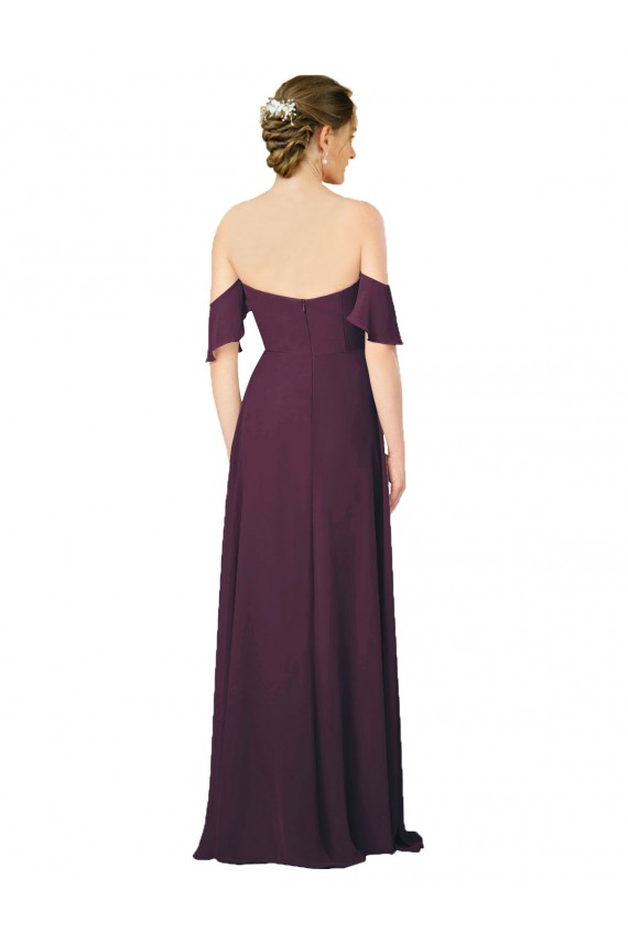 Soft Chiffon Sheath Long Cold Shoulder Formal Dress / Bridesmaid Dress Sheffield
