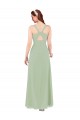 Soft Chiffon Sheath Long Sleeveless Smoke Green Keyhole Back Bridesmaid Dress Sheffield