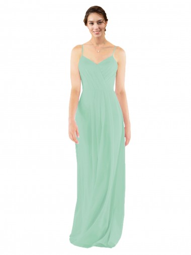 Soft Chiffon Sheath Long Sleeveless Mint Green Keyhole Back Bridesmaid Dress Sheffield