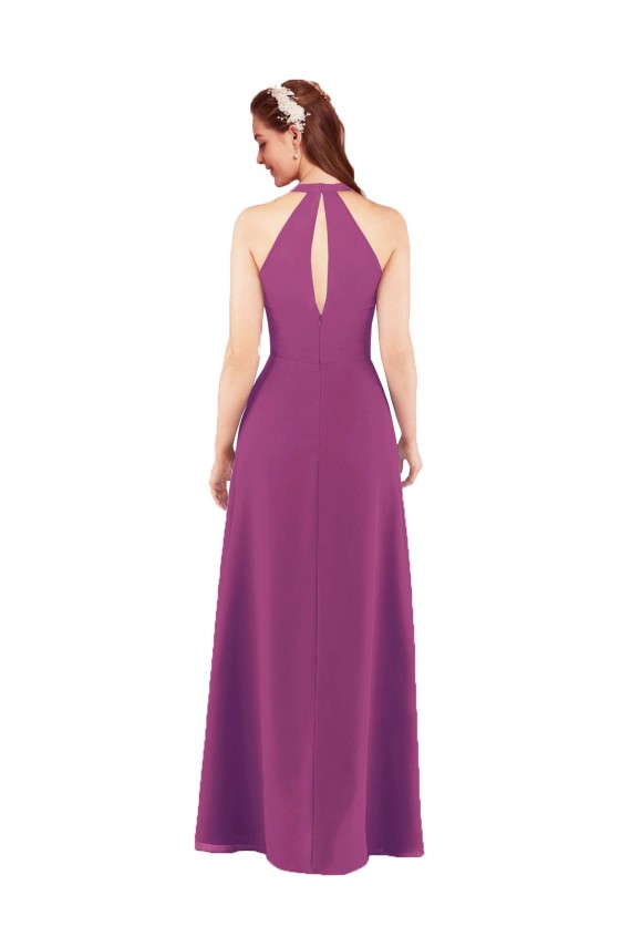 Soft Chiffon Sheath Long Sleeveless Keyhole Back Bridesmaid Dress Sheffield
