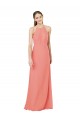 Soft Chiffon Sheath Long Sleeveless Desert Rose Keyhole Back Bridesmaid Dress Sheffield