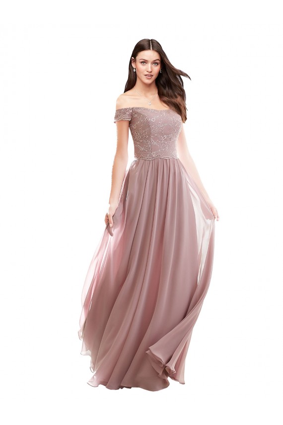 Soft Chiffon & Lace A-Line Long Cap Sleeves Pink Bridesmaid Dresses Sheffield