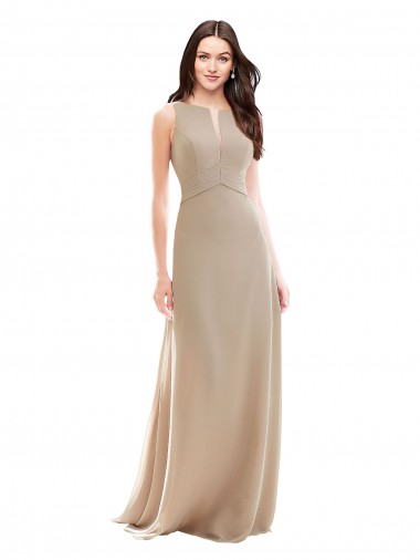 Soft Chiffon A-Line Long Sleeveless Champagne Bridesmaid Dress Sheffield