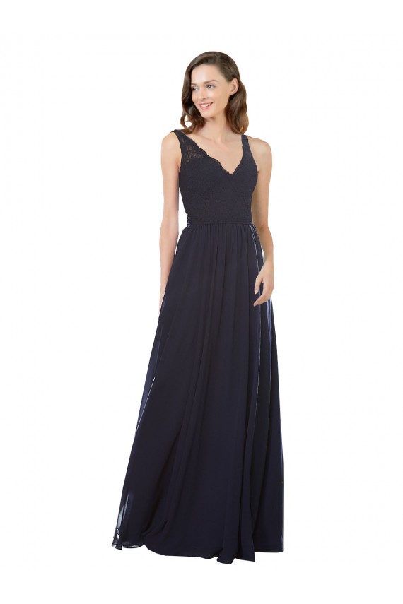 Soft Chiffon & Lace A-Line Sleeveless Dark Navy Bridesmaid Dresses Sheffield