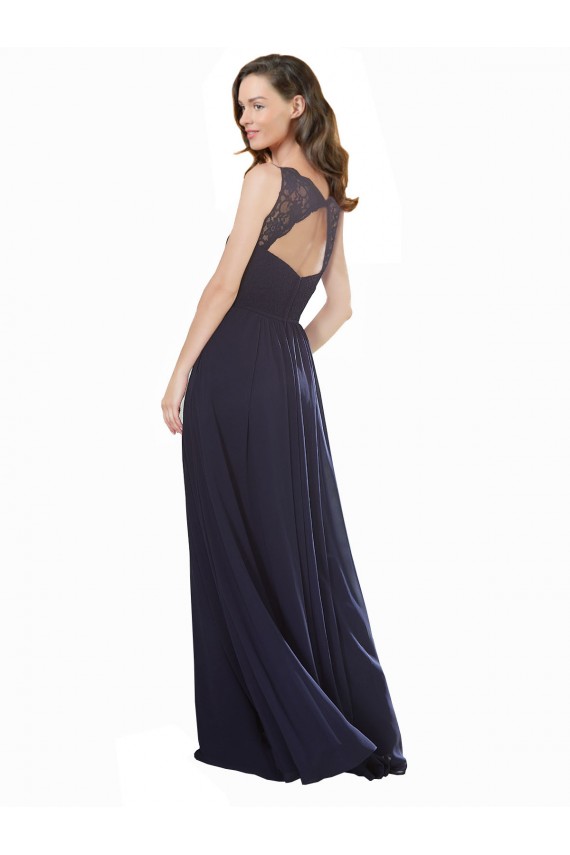 Soft Chiffon & Lace A-Line Sleeveless Dark Navy Bridesmaid Dresses Sheffield
