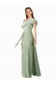 Soft Chiffon A-Line Long Flutter Sleeves Bridesmaid Dress Sheffield