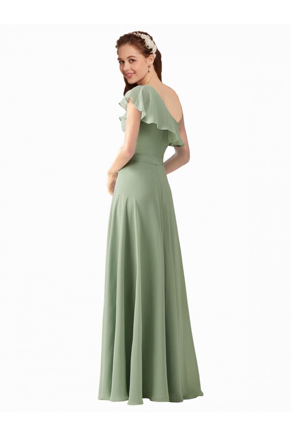 Soft Chiffon A-Line Long Flutter Sleeves Bridesmaid Dress Sheffield