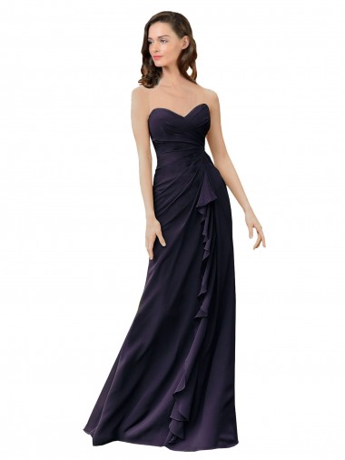Soft Chiffon Sheath Long Dark Navy Bridesmaid Dress Sheffield