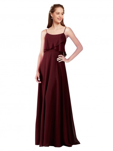 Chiffon A-Line Long Sleeveless Burgundy Gold Bridesmaid Dresses Sheffield