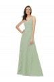 Soft Chiffon A-Line Long Sleeveless Smoke Green Bridesmaid Dresses Sheffield