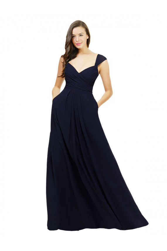 Chiffon Long A-Line Sleeveless Bridesmaid Gowns Sheffield