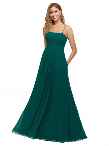 Soft Chiffon A-Line Long Sleeveless Hunter Low Back Bridesmaid Dress Sheffield