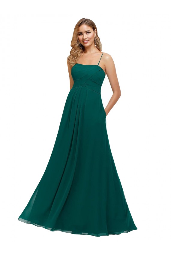 Soft Chiffon A-Line Long Sleeveless Hunter Low Back Bridesmaid Dress Sheffield