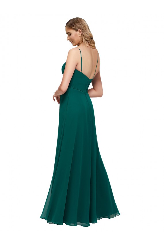 Soft Chiffon A-Line Long Sleeveless Hunter Low Back Bridesmaid Dress Sheffield