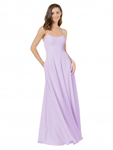 Soft Chiffon A-Line Long Sleeveless Lilac Bridesmaid Gown Sheffield