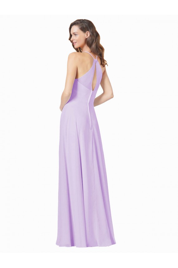 Soft Chiffon A-Line Long Sleeveless Lilac Bridesmaid Gown Sheffield