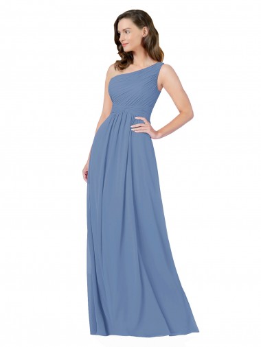 Soft Chiffon Sheath Long Sleeveless Windsor Blue Bridesmaid Gowns Sheffield