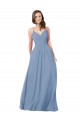 Chiffon A-Line Long Sleeveless Criss Cross Back Dusty Blue Bridesmaid Dresses Sheffield