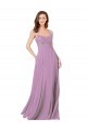 Soft Chiffon & Lace A-Line Long Sleeveless Dark Lavender Bridesmaid Dresses Sheffield