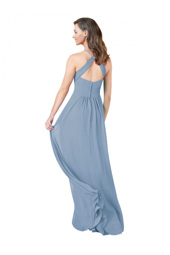 Chiffon A-Line Long Sleeveless Keyhole Back Bridesmaid Gowns Sheffield