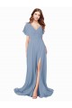 Soft Chiffon A-Line Long Cap Sleeves Black Tie Prom Dress / Bridesmaid Dress Sheffield