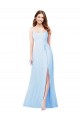 Soft Chiffon Sheath Long Sleeveless Front Side Slit Bridesmaid Dresses Sheffield