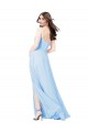 Soft Chiffon Sheath Long Sleeveless Front Side Slit Bridesmaid Dresses Sheffield