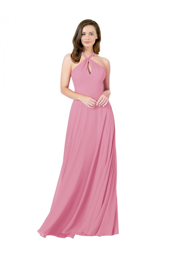 Soft Chiffon A-Line Long Sleeveless Keyhole Back Prom Dress / Bridesmaid Dress Sheffield