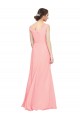 Soft Chiffon A-Line Long Sleeveless Salmon Bridesmaid Dress Sheffield