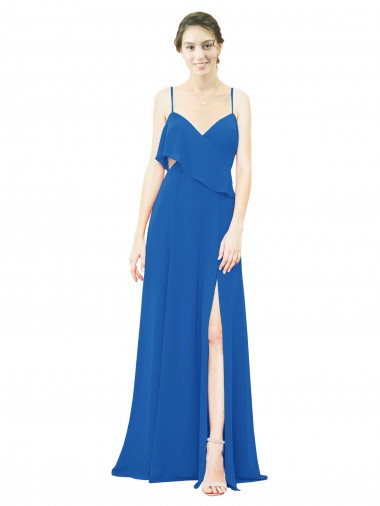 Soft Chiffon A-Line Long Sleeveless Front Slit Bridesmaid Dress Sheffield