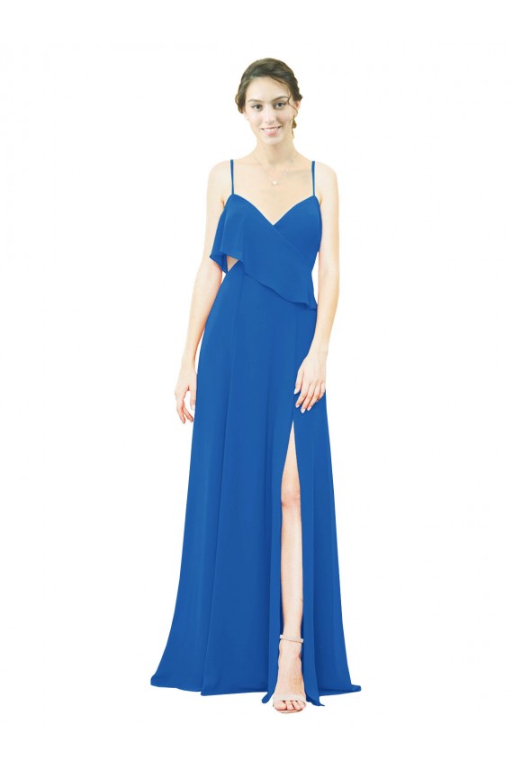 Soft Chiffon A-Line Long Sleeveless Front Slit Bridesmaid Dress Sheffield