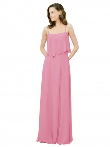 Soft Chiffon A-Line Long Sleeveless Skin Pink Bridesmaid Dress Sheffield
