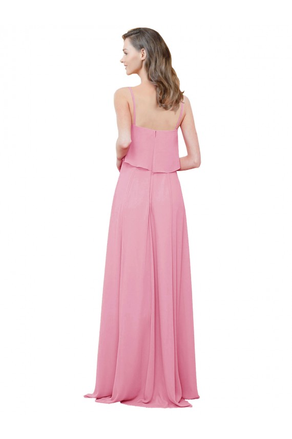 Soft Chiffon A-Line Long Sleeveless Skin Pink Bridesmaid Dress Sheffield