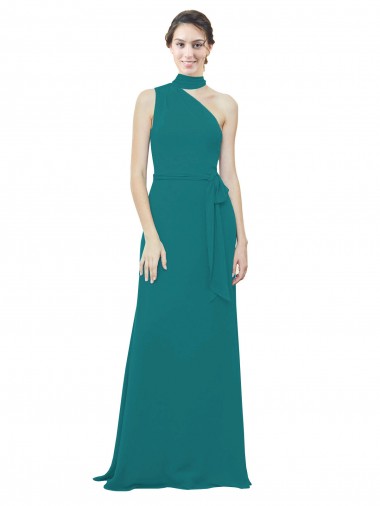 Soft Chiffon A-Line Long Sleeveless Hunter Bridesmaid Dress Sheffield