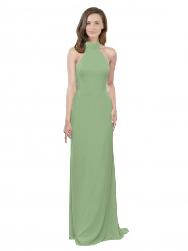Soft Chiffon A-Line Long Sleeveless Seagrass Formal Dress / Bridesmaid Dress Sheffield