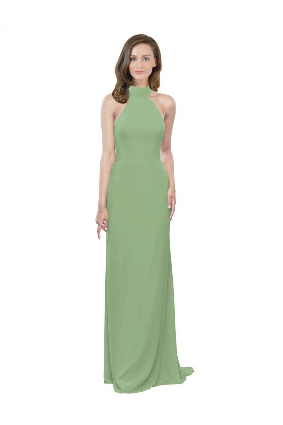 Soft Chiffon A-Line Long Sleeveless Seagrass Formal Dress / Bridesmaid Dress Sheffield