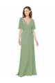 Soft Chiffon A-Line Long Short Flutter Sleeves Bridesmaid Dress Sheffield