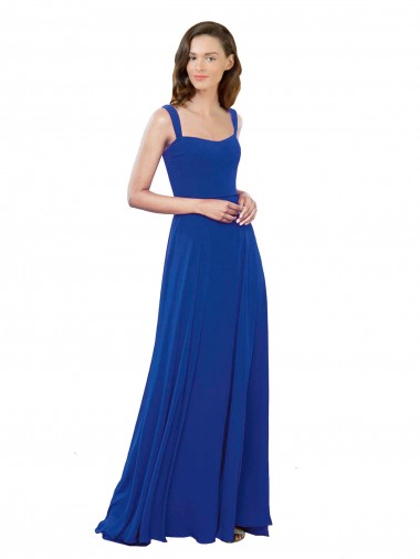 Soft Chiffon A-Line Long Sleeveless Royal Blue Bridesmaid Dress Sheffield