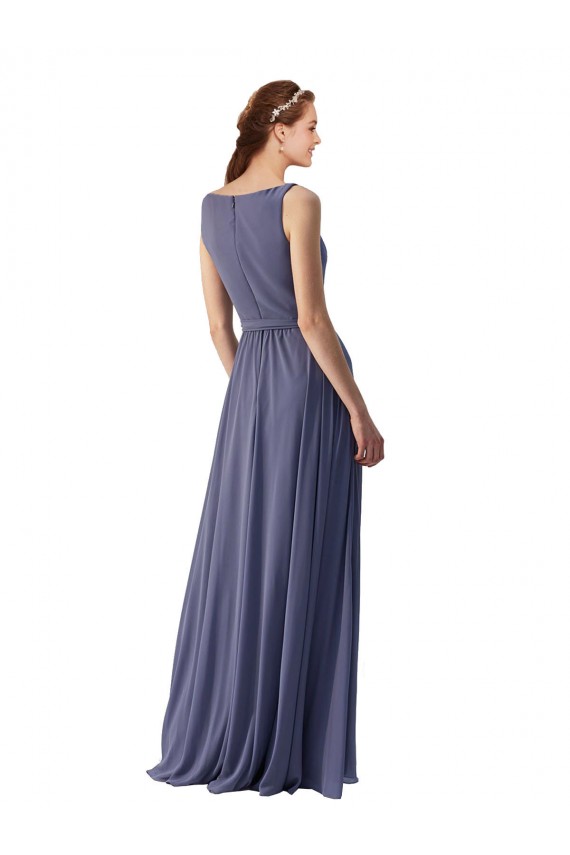 Soft Chiffon A-Line Long Sleeveless Silver Stone Bridesmaid Dress Sheffield