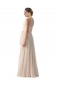 Soft Chiffon A-Line Long Sleeveless Cream Pink Bridesmaid Dress Sheffield