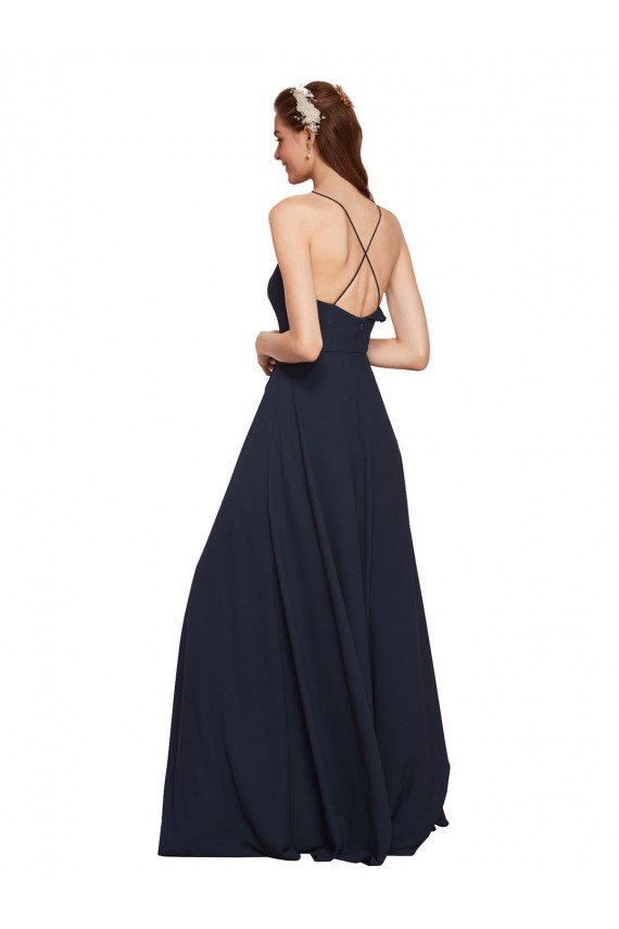 Soft Chiffon A-Line Long Sleeveless Criss Cross Open Back Bridesmaid Dresses Sheffield