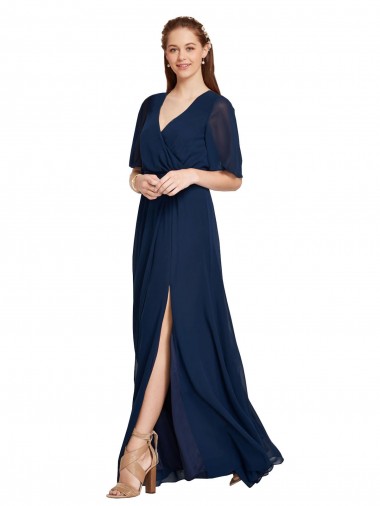 Soft Chiffon A-Line Long Flutter Sleeves Bridesmaid Dress / Formal Dress Sheffield