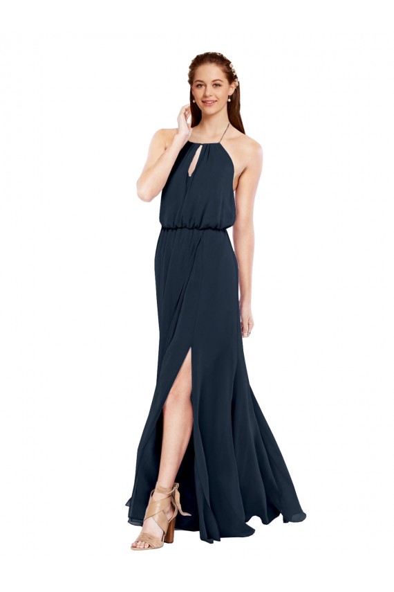 Chiffon A-Line Long Sleeveless Criss Cross Open Back Front Side Slit Bridesmaid Dresses Sheffield
