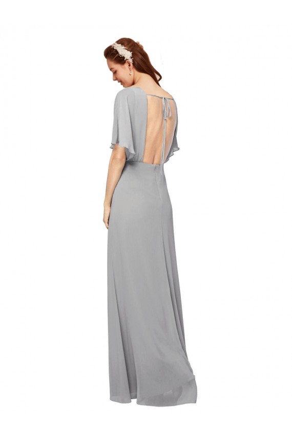 Chiffon A-Line Long Flutter Sleeves Open Back Bridesmaid Dress / Evening Gowns Sheffield