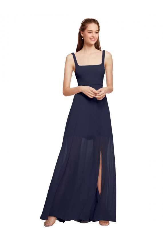 Chiffon A-Line Long Sleeveless Front Slit Bridesmaid Dress / Evening Dress Sheffield